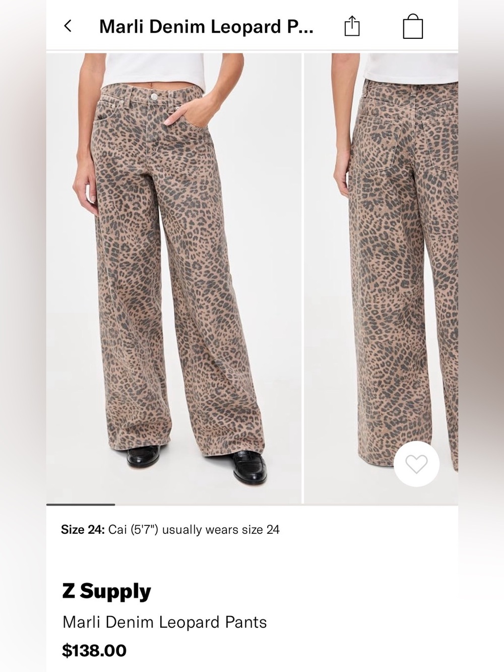 Z Supply Marli Denim Leopard pants